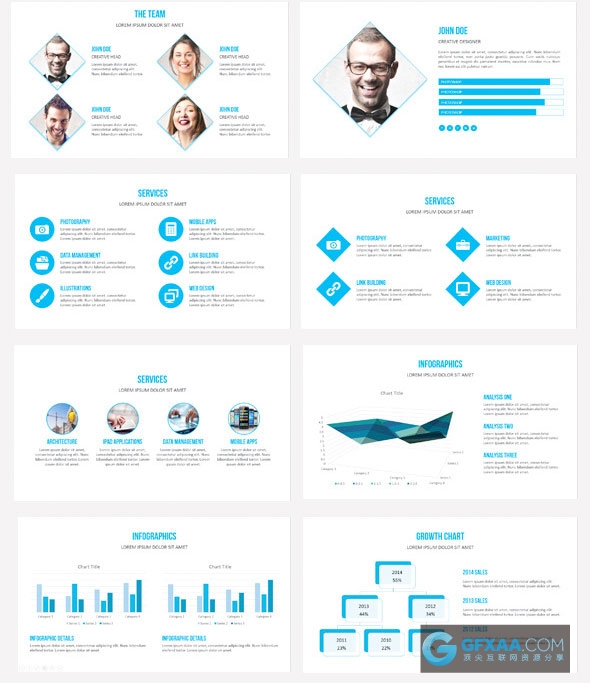 24页蓝色简约风格通用PPT模板 - 顶尖PPT