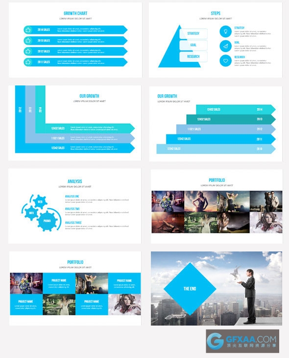 24页蓝色简约风格通用PPT模板 - 顶尖PPT