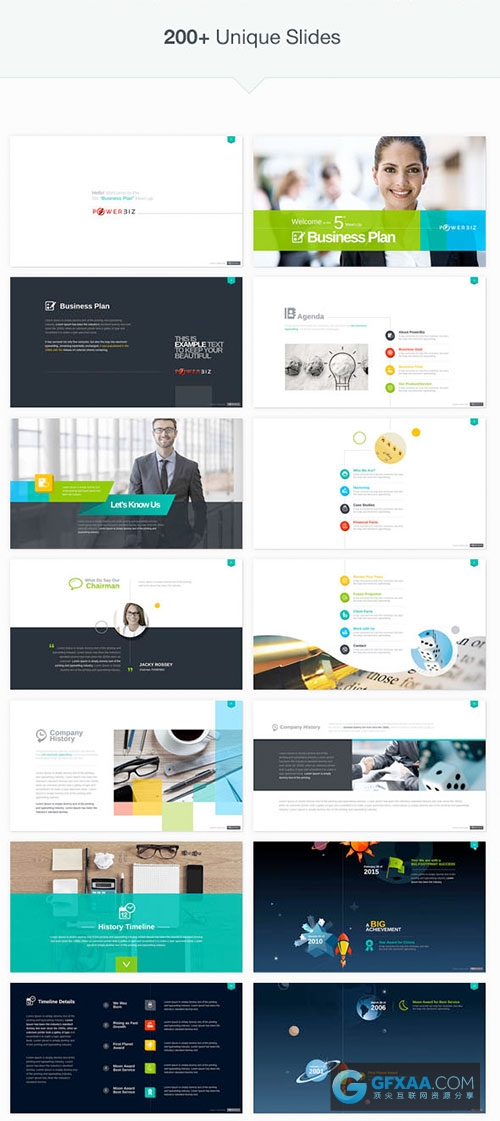 210页商务多色系图形图标Keynote+powerpoint模板 - 顶尖PPT