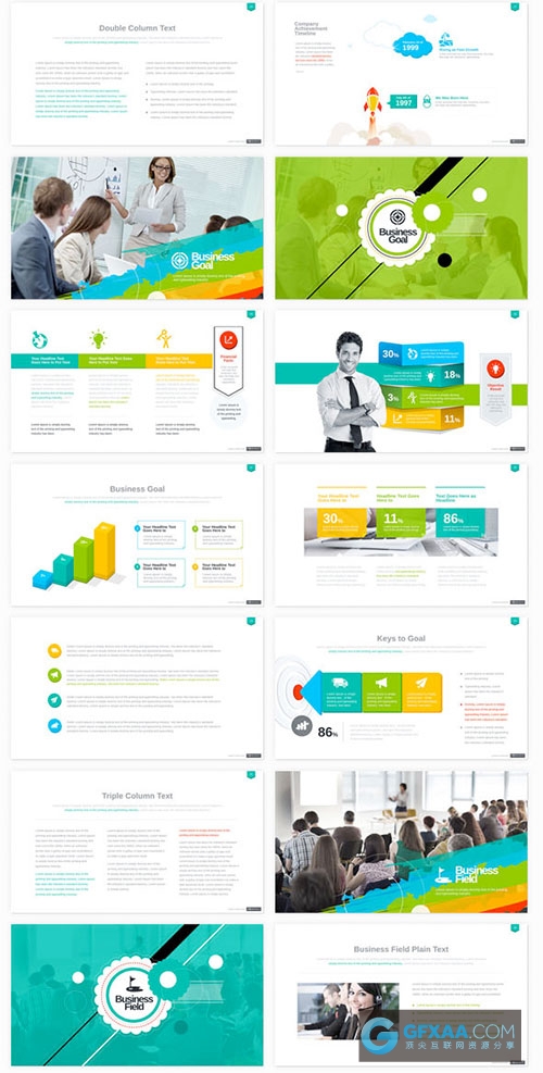 210页商务多色系图形图标Keynote+powerpoint模板 - 顶尖PPT