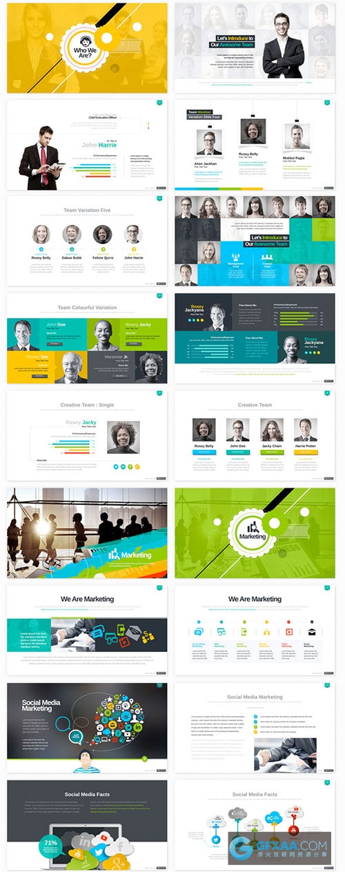 210页商务多色系图形图标Keynote+powerpoint模板 - 顶尖PPT