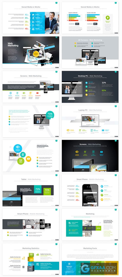210页商务多色系图形图标Keynote+powerpoint模板 - 顶尖PPT