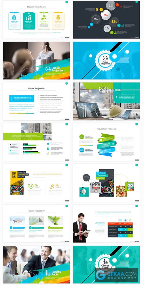 210页商务多色系图形图标Keynote+powerpoint模板 - 顶尖PPT