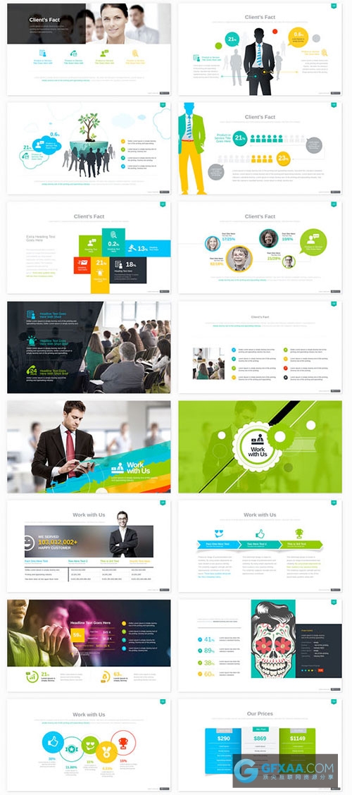 210页商务多色系图形图标Keynote+powerpoint模板 - 顶尖PPT