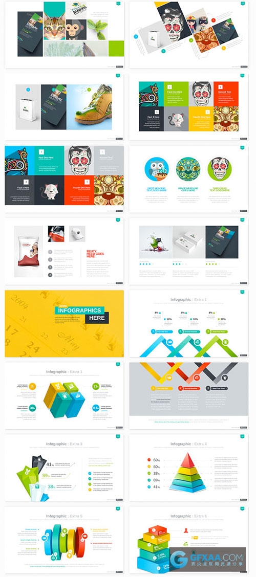 210页商务多色系图形图标Keynote+powerpoint模板 - 顶尖PPT