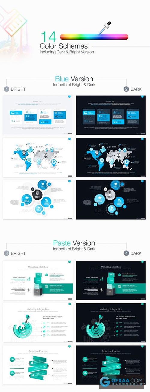 210页商务多色系图形图标Keynote+powerpoint模板 - 顶尖PPT