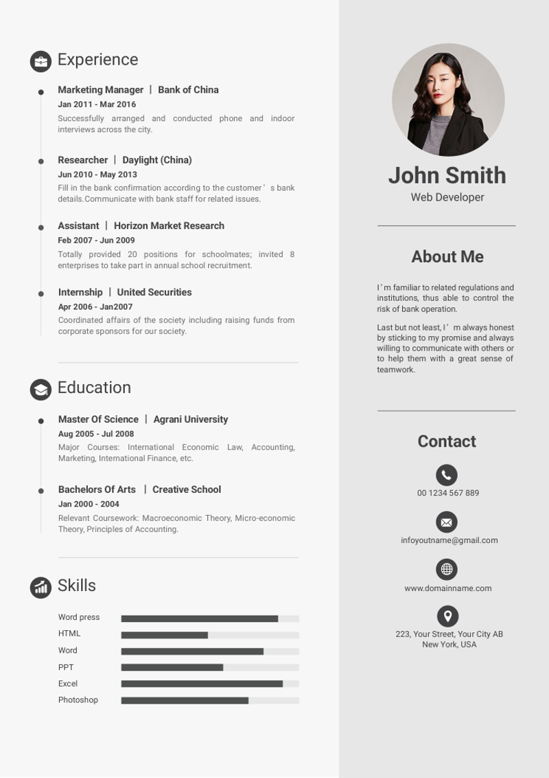 高端简洁英文简历模板 - 顶尖PPT