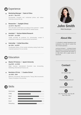 高端简洁英文简历模板 - 顶尖PPT