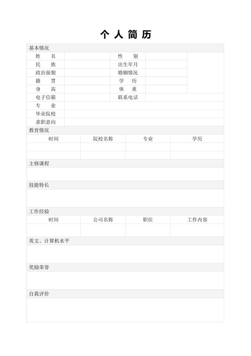 护士表格简历自荐信word模板 - 顶尖PPT