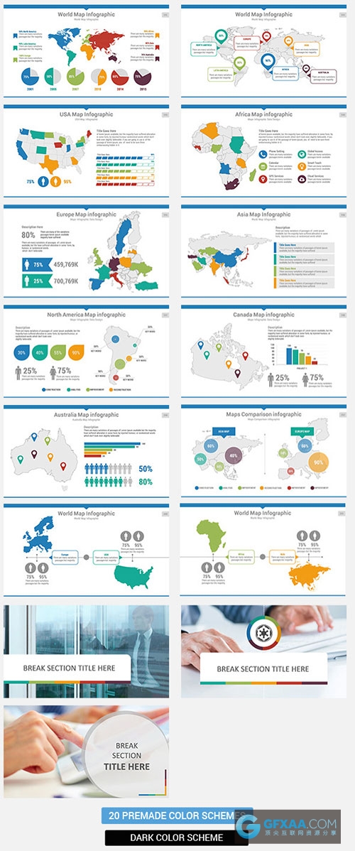 多种配色精美PPT模板素材 - 顶尖PPT
