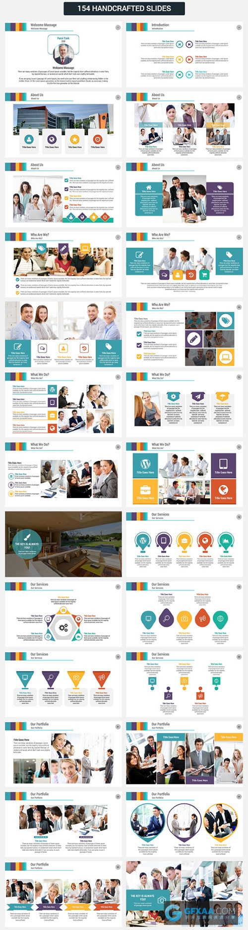 154页多种配色图形图表展示PPT模板 - 顶尖PPT