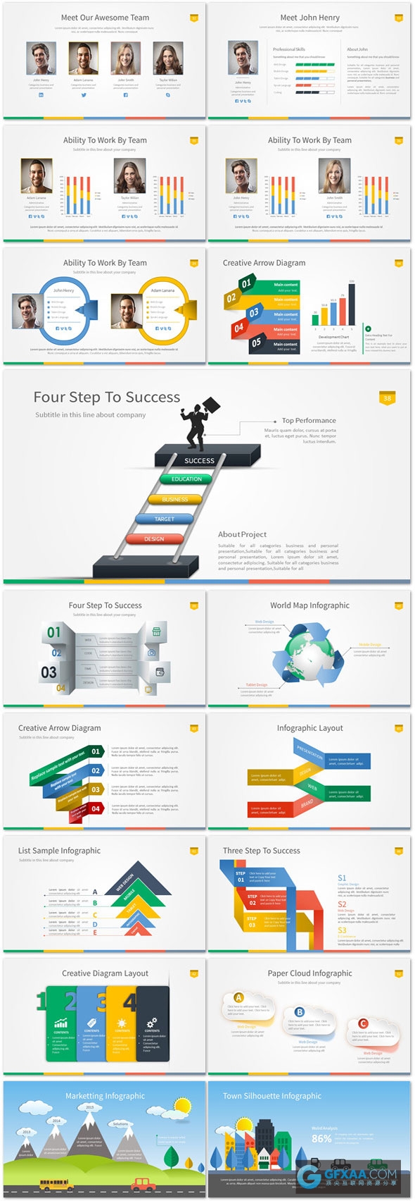 绝版精美3D图形图标PPT模板 - 顶尖PPT