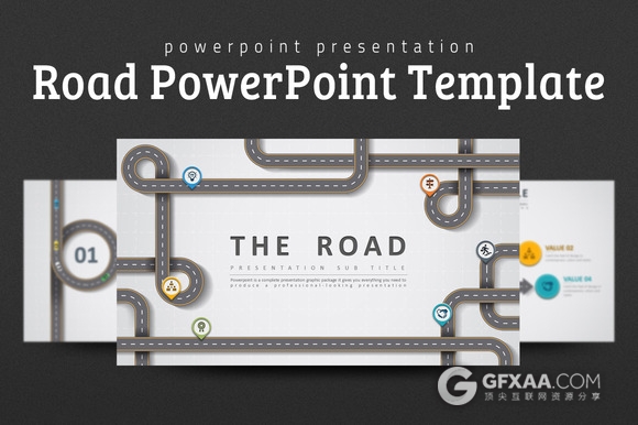 创意卡通风格交通高速公路PPT模板 - 顶尖PPT