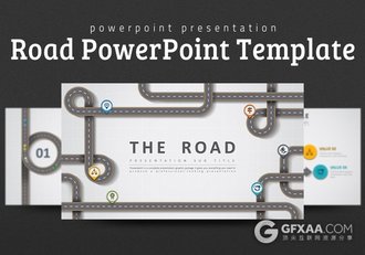 创意卡通风格交通高速公路PPT模板 - 顶尖PPT