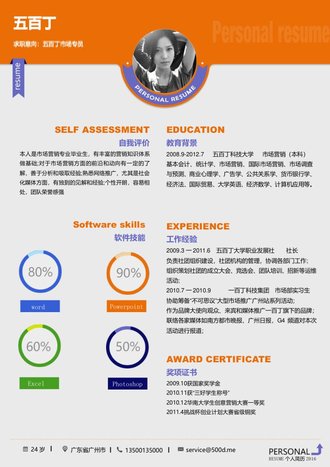 市场专员求职简历模板 - 顶尖PPT