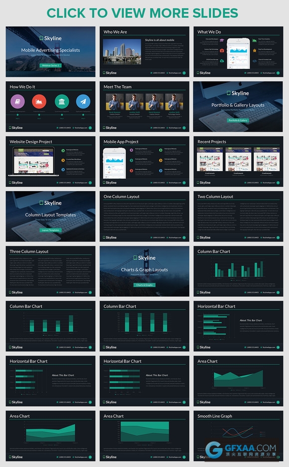50多页扁平化多种统计分析图表PPT模板 - 顶尖PPT