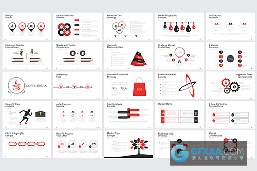 红黑搭配扁平化简约时尚风格PPT模板 - 顶尖PPT