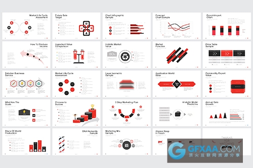 红黑搭配扁平化简约时尚风格PPT模板 - 顶尖PPT
