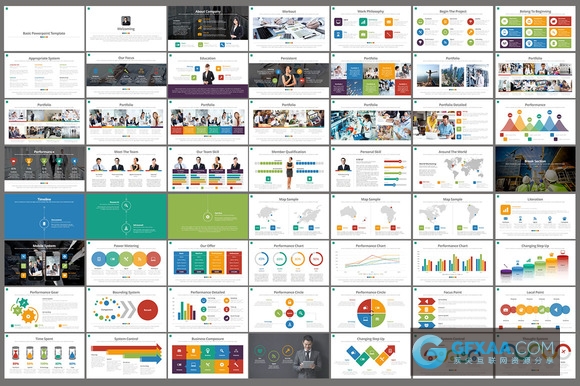 180页多色搭配图形图表PPT通用模板 - 顶尖PPT