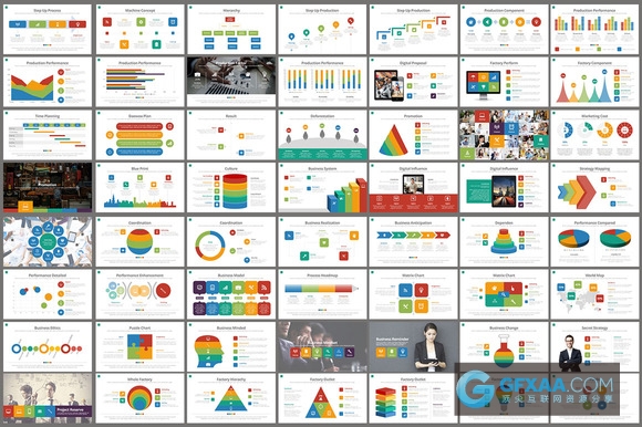 180页多色搭配图形图表PPT通用模板 - 顶尖PPT