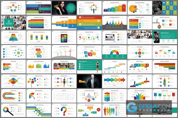 180页多色搭配图形图表PPT通用模板 - 顶尖PPT