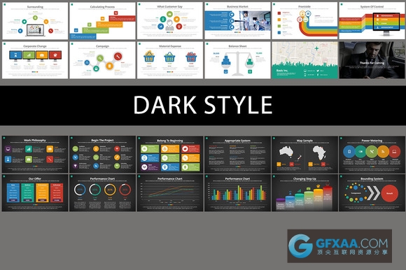180页多色搭配图形图表PPT通用模板 - 顶尖PPT