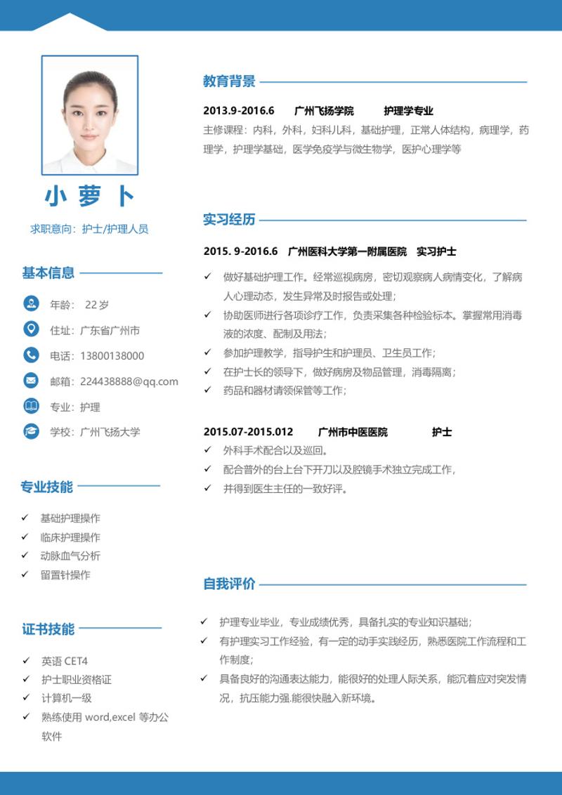 护士护理人员求职简历模板 - 顶尖PPT