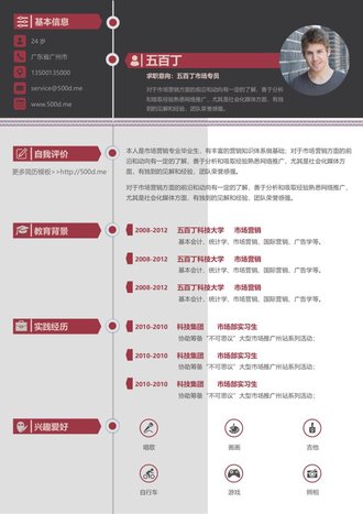 市场专员求职简历模板 - 顶尖PPT