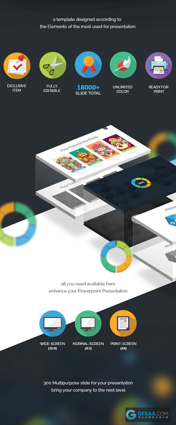 300页多色系UI设计风格keynote模板 - 顶尖PPT