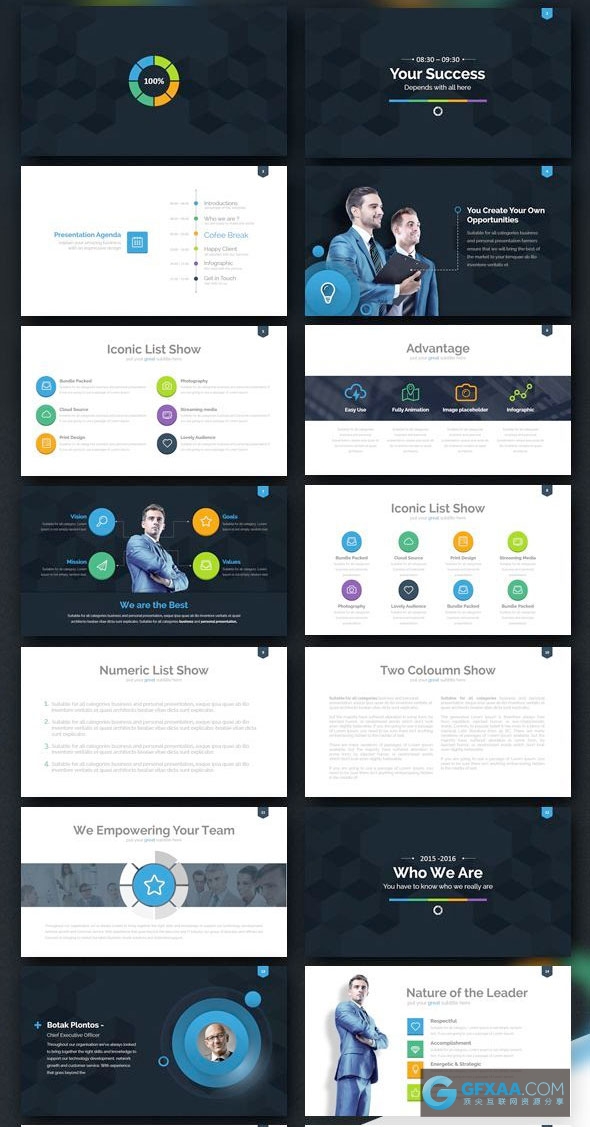 300页多色系UI设计风格keynote模板 - 顶尖PPT