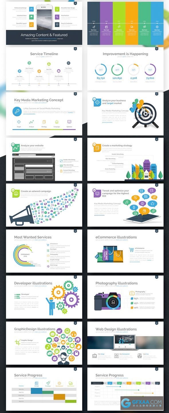 300页多色系UI设计风格keynote模板 - 顶尖PPT