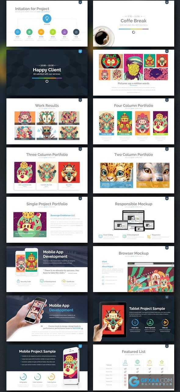 300页多色系UI设计风格keynote模板 - 顶尖PPT