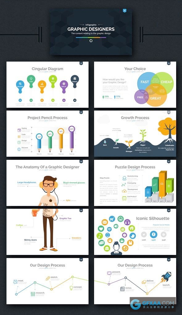 300页多色系UI设计风格keynote模板 - 顶尖PPT