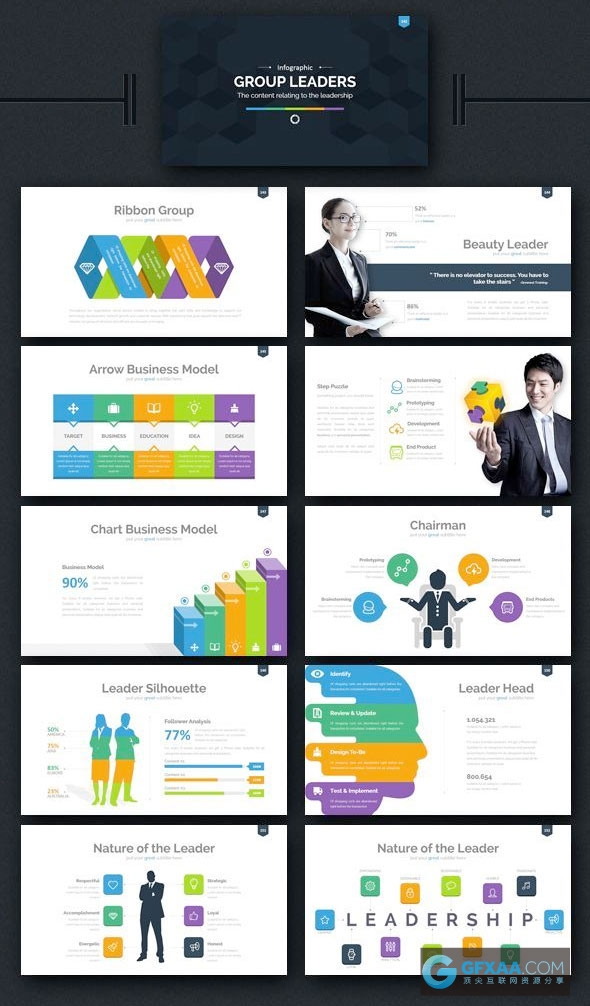 300页多色系UI设计风格keynote模板 - 顶尖PPT