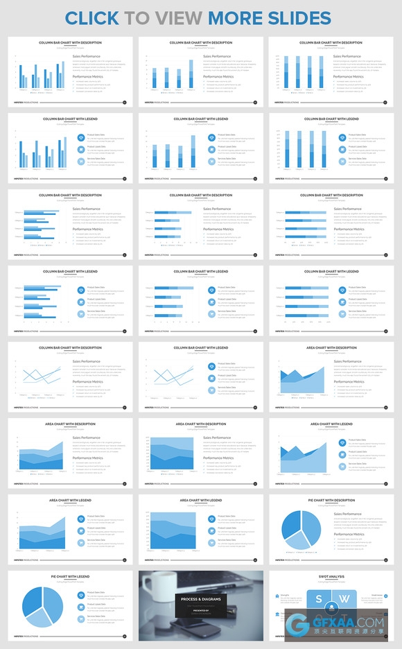 60多页扁平化多种统计分析图表PPT模板 - 顶尖PPT