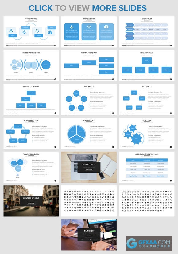 60多页扁平化多种统计分析图表PPT模板 - 顶尖PPT