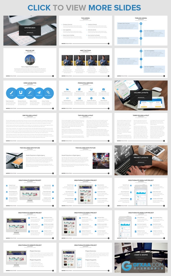 60多页扁平化多种统计分析图表PPT模板 - 顶尖PPT