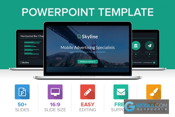 50多页扁平化多种统计分析图表PPT模板 - 顶尖PPT