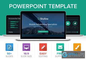 50多页扁平化多种统计分析图表PPT模板 - 顶尖PPT