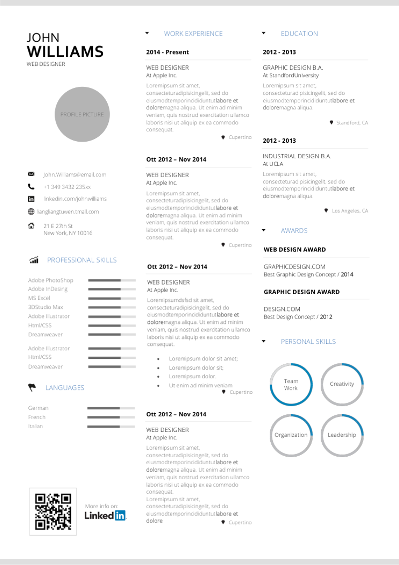 大气简约英文简历模板 - 顶尖PPT