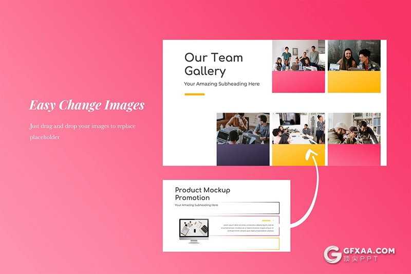 50页粉色创意圆形设计商务Google slides模板 - 顶尖PPT