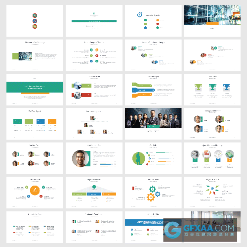 扁平化简约风格PPT模板+字体 - 顶尖PPT