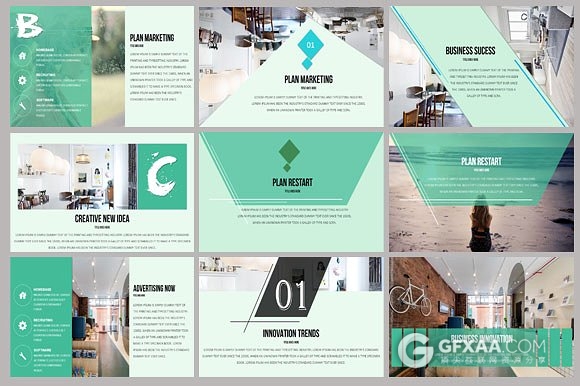 200页创意商务欧美泼墨风格PPT模板 - 顶尖PPT