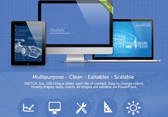 蓝色科技互联网线描效果PPT模板 - 顶尖PPT