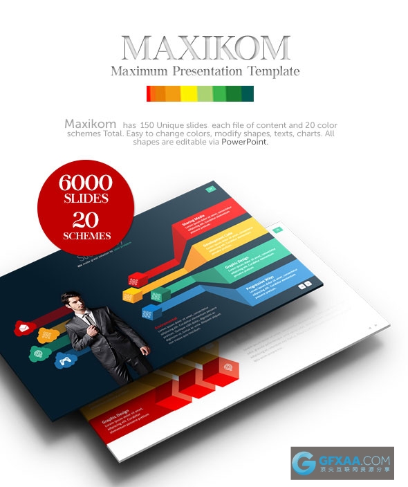 高端欧美商务数据图形图表PPT模板 - 顶尖PPT