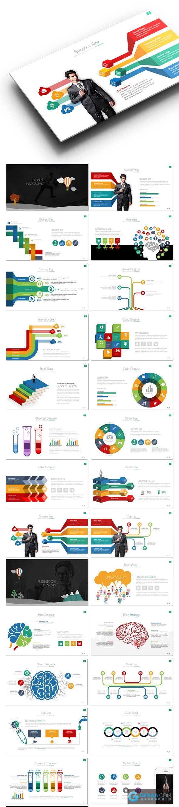 高端欧美商务数据图形图表PPT模板 - 顶尖PPT