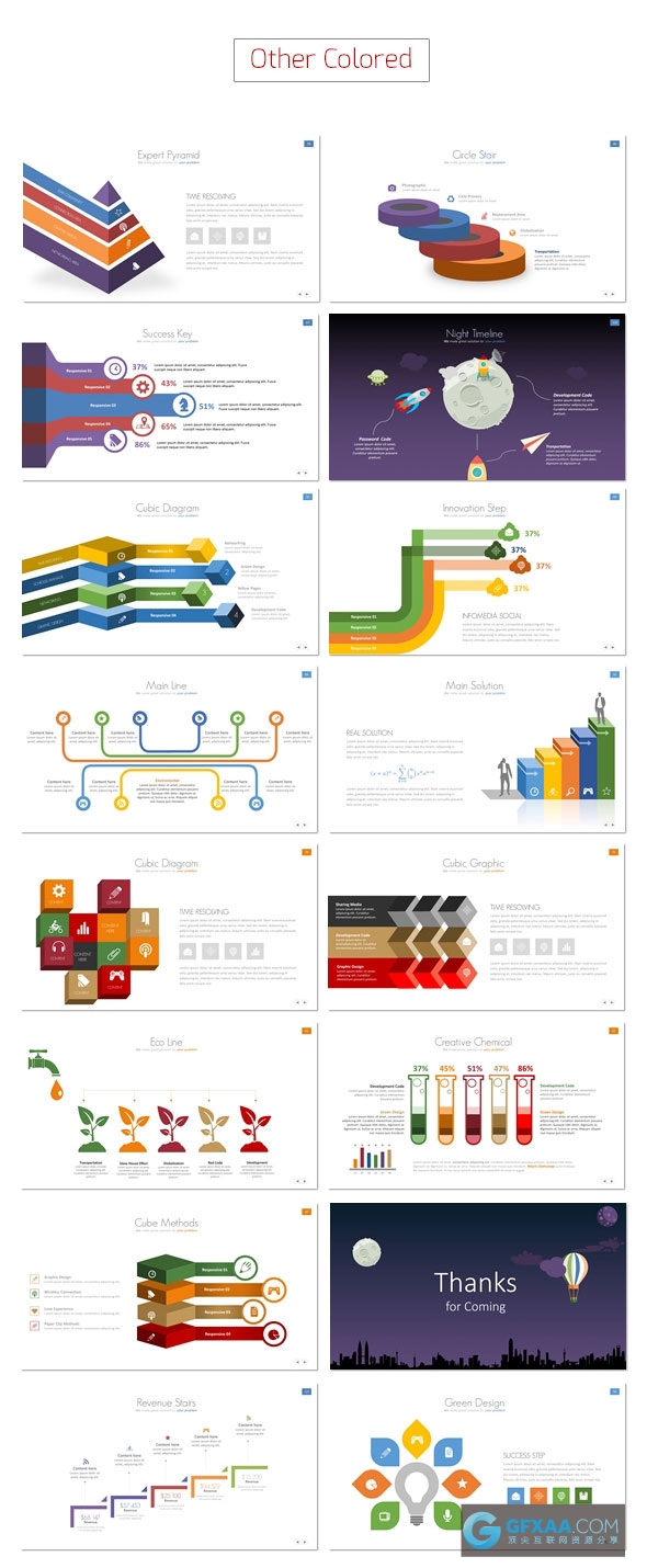 高端欧美商务数据图形图表PPT模板 - 顶尖PPT