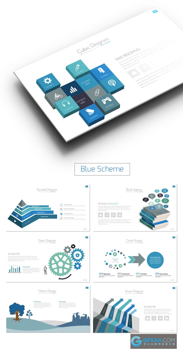 高端欧美商务数据图形图表PPT模板 - 顶尖PPT