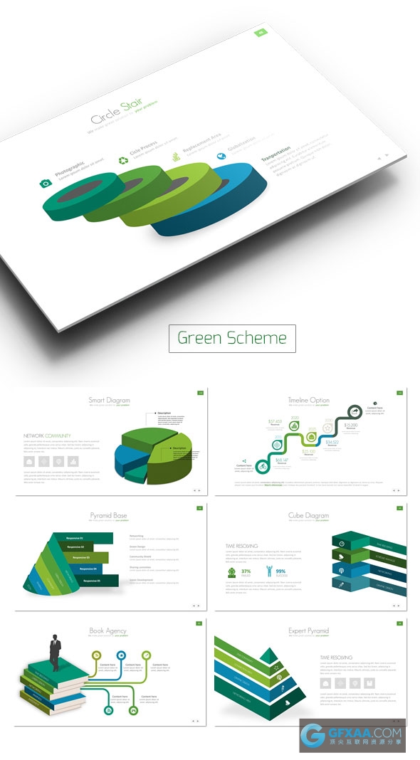 高端欧美商务数据图形图表PPT模板 - 顶尖PPT