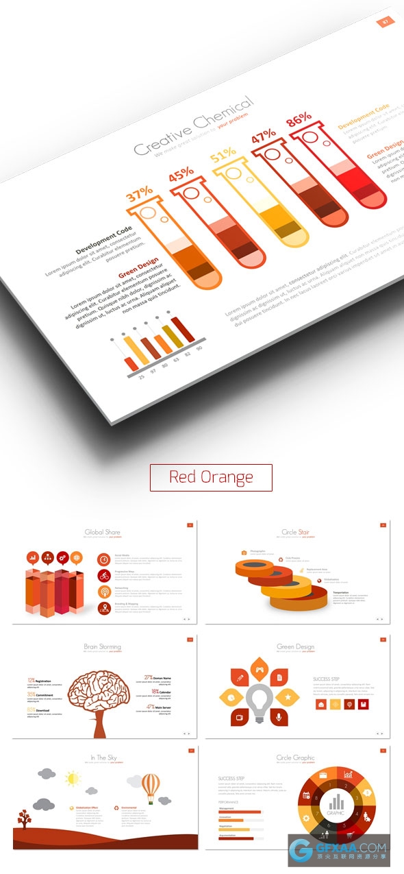 高端欧美商务数据图形图表PPT模板 - 顶尖PPT